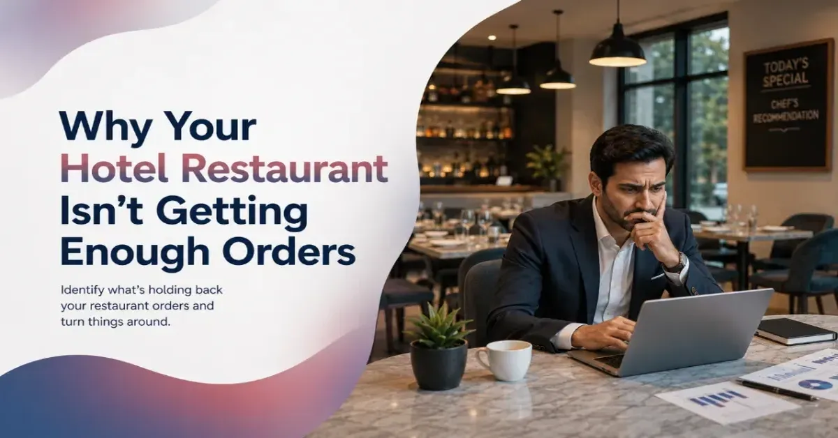 Hotel restaurant manager reviewing performance data to understand why the restaurant is not getting enough orders
